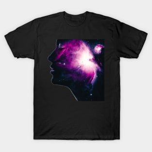 Beautiful milky way with female portrait T-Shirt